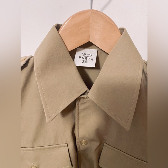 Beige Summer Safari Dress/ Military Shirt - Picture 4 of 7